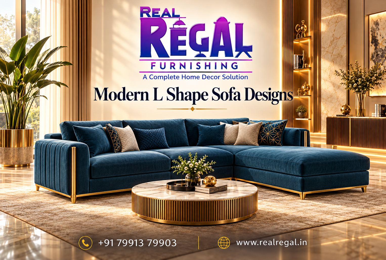 Modern L Shape Sofa Designs for Small Living Rooms with stylish and space-saving seating by Real Regal