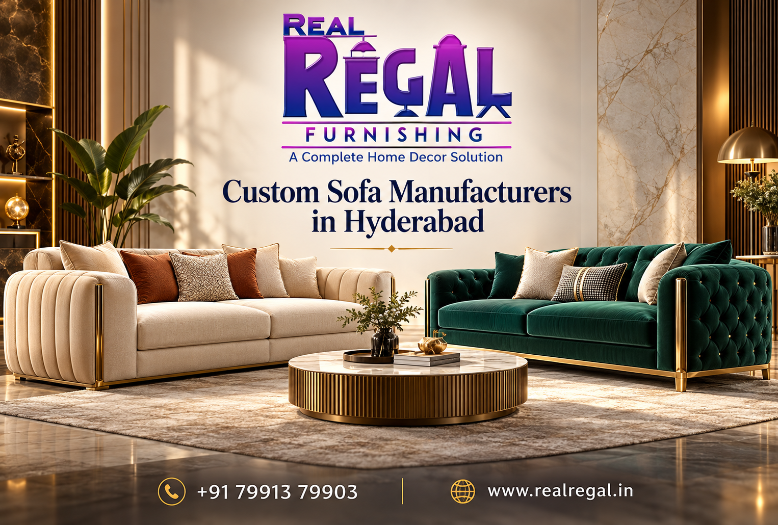 Best Custom Sofa Manufacturers in Hyderabad offering premium modern and luxury customized sofa designs at Real Regal