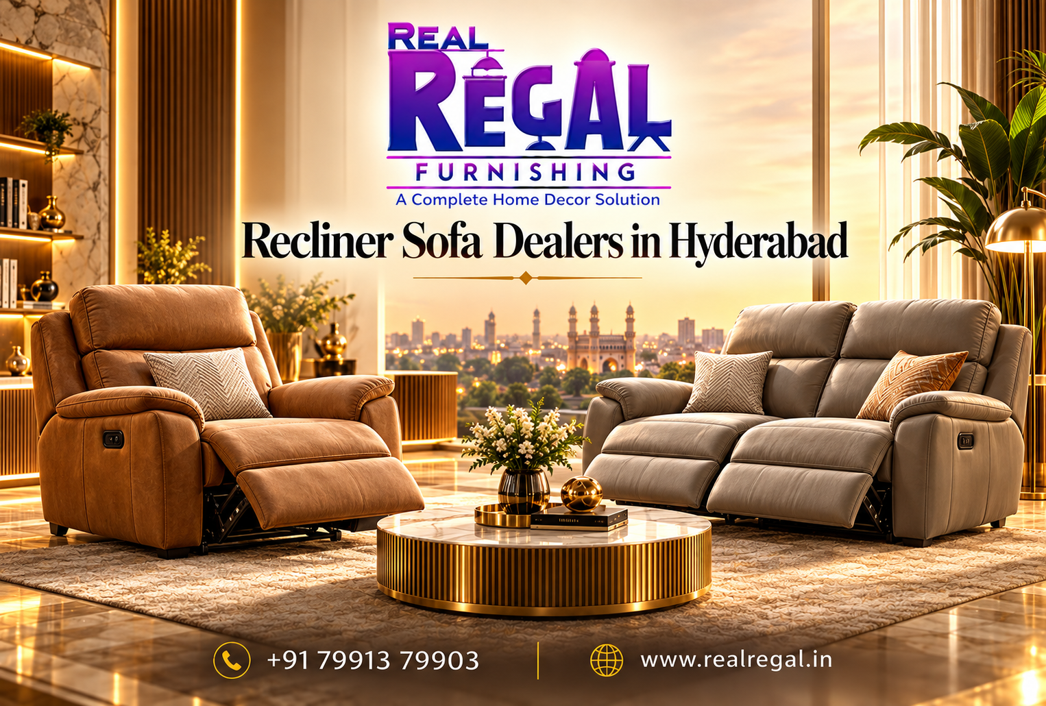 Luxury and comfortable recliner sofa designs from Recliner Sofa Dealers in Hyderabad – Real Regal Furnishing and Enterprises