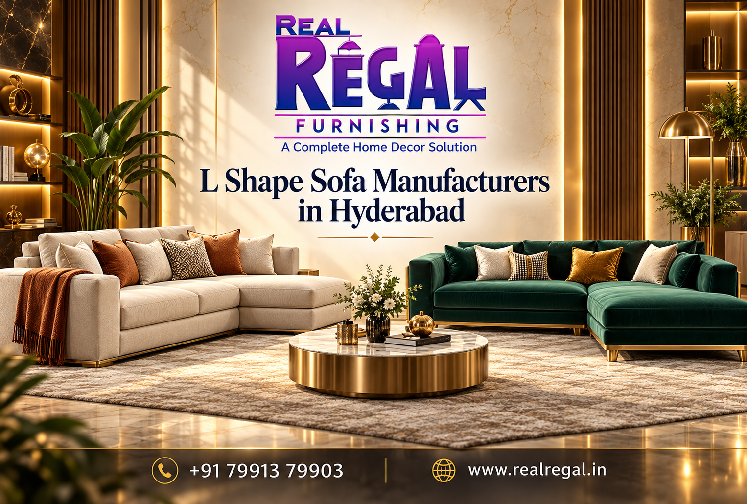 Best L Shape Sofa Manufacturers in Hyderabad offering premium modern and customized L shape sofa designs at Real Regal Furnishing