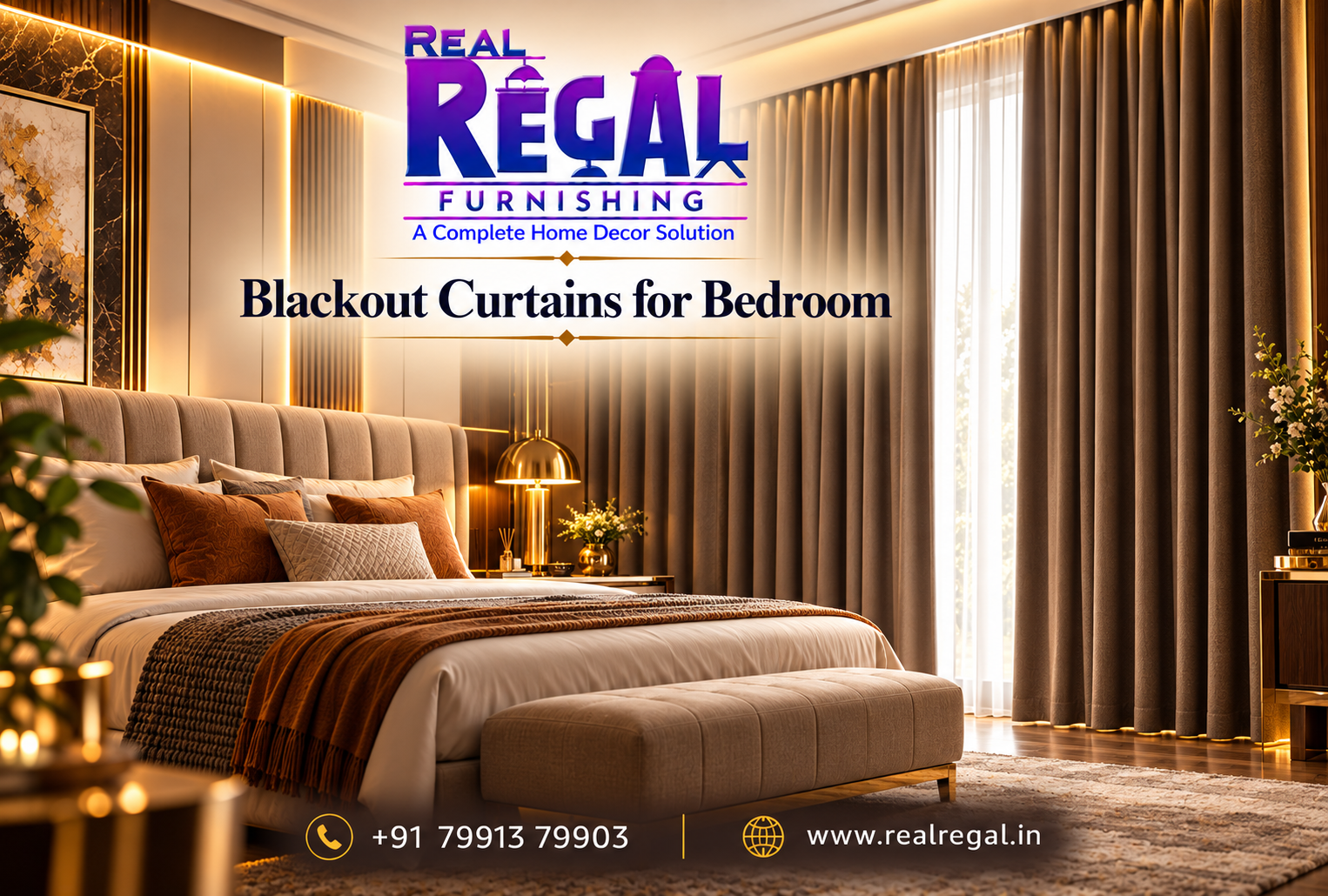 Elegant Blackout Curtains for Bedroom with Premium Fabric and Modern Interior Design in Hyderabad