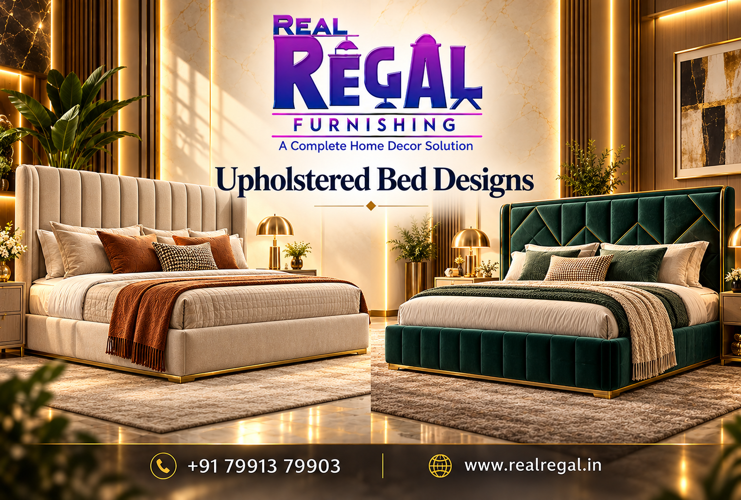Modern upholstered bed designs with luxury padded headboard, premium fabric upholstery, and elegant bedroom interiors